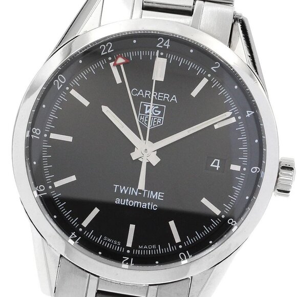 TAG HEUER Carrera twin time Date GMT black Dial Automatic Men's